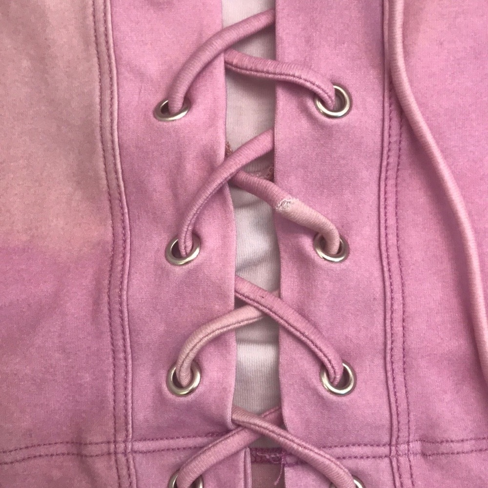 Teeki Lavender Lace-Up Crop Top - Picture 4 of 4